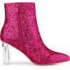 imageAllegra K Womens Clear Block Heel Glitter Ankle BootsHot Pink