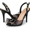 imageAllegra K Womens Cute Bow Rhinestone Crystal Embellished Peep Toe Slingback Stiletto Heels SandalsClear Black