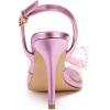 imageAllegra K Womens Cute Bow Rhinestone Crystal Embellished Peep Toe Slingback Stiletto Heels SandalsClear Purple