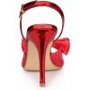 imageAllegra K Womens Cute Bow Rhinestone Crystal Embellished Peep Toe Slingback Stiletto Heels SandalsClear Red