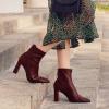 imageAllegra K Womens Pointy Toe Back Zip Block Heel Ankle BootsBurgundy