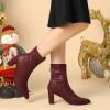 imageAllegra K Womens Pointy Toe Back Zip Block Heel Ankle BootsBurgundy