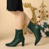 imageAllegra K Womens Pointy Toe Back Zip Block Heel Ankle BootsDark Green