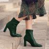 imageAllegra K Womens Pointy Toe Back Zip Block Heel Ankle BootsDark Green