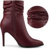 imageAllegra K Womens Slouched Pointed Toe Stiletto Heels Ankle BootBurgundy