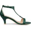 imageAllegra K Womens t Strap Embossed Kitten Heel SandalsDark Green