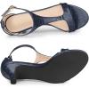 imageAllegra K Womens t Strap Embossed Kitten Heel SandalsNavy Blue