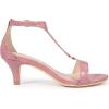 imageAllegra K Womens t Strap Embossed Kitten Heel SandalsPink