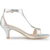 imageAllegra K Womens t Strap Embossed Kitten Heel SandalsSilver
