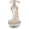 imageAllegra K Womens t Strap Embossed Kitten Heel SandalsSilver
