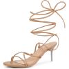 imageAllegra K Womens Lace Up Open Toe Strappy Stiletto Heels SandalsNude