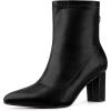 imageAllegra K Womens Pointy Toe Back Zip Block Heel Ankle BootsBlack