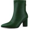 imageAllegra K Womens Pointy Toe Back Zip Block Heel Ankle BootsDark Green