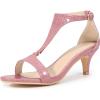 imageAllegra K Womens t Strap Embossed Kitten Heel SandalsPink