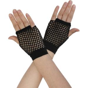 imageAllegra K Womens Fingerless Mesh 1980s Fancy Dress Party Costume Accessories Fishnet GlovesBlack