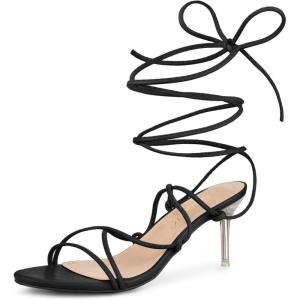 imageAllegra K Womens Lace Up Open Toe Strappy Stiletto Heels SandalsBlack