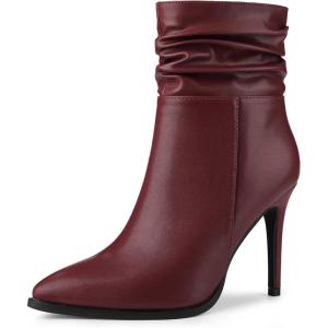 imageAllegra K Womens Slouched Pointed Toe Stiletto Heels Ankle BootBurgundy