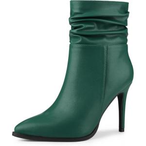 imageAllegra K Womens Slouched Pointed Toe Stiletto Heels Ankle BootDark Green