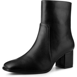 imageAllegra K Womens Square Toe Side Zip Block Heel Ankle BootsBlack