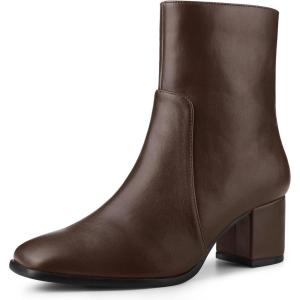 imageAllegra K Womens Square Toe Side Zip Block Heel Ankle BootsCoffee