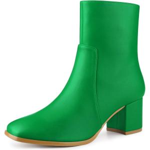 imageAllegra K Womens Square Toe Side Zip Block Heel Ankle BootsGrass Green