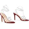 imageAllegra K Womens Elegant Rhinestone Clear Strap Strappy Stiletto Heels Sandals Over 3 Inch Evening Party Wedding ShoesBurgundy