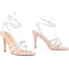 imageAllegra K Womens Elegant Rhinestone Clear Strap Strappy Stiletto Heels Sandals Over 3 Inch Evening Party Wedding ShoesPink