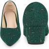 imageAllegra K Womens Pointy Toe Tweed Plaid Knitted Printed Chunky Heels PumpsGreen