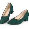 imageAllegra K Womens Pointy Toe Tweed Plaid Knitted Printed Chunky Heels PumpsGreen