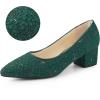 imageAllegra K Womens Pointy Toe Tweed Plaid Knitted Printed Chunky Heels PumpsGreen