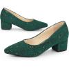 imageAllegra K Womens Pointy Toe Tweed Plaid Knitted Printed Chunky Heels PumpsGreen