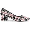 imageAllegra K Womens Pointy Toe Tweed Plaid Knitted Printed Chunky Heels PumpsRed Black