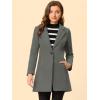 imageAllegra K Womens Winter Overcoat Notched Lapel Long Sleeve One Buttoned MidLength Long CoatDark Grey