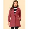 imageAllegra K Womens Winter Overcoat Notched Lapel Long Sleeve One Buttoned MidLength Long CoatDark Pink