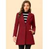 imageAllegra K Womens Winter Overcoat Notched Lapel Long Sleeve One Buttoned MidLength Long CoatDark Red