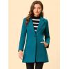 imageAllegra K Womens Winter Overcoat Notched Lapel Long Sleeve One Buttoned MidLength Long CoatLake Blue