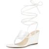 imageAllegra K Womens Lace Up Clear Strap Flip Flops Wedge SandalsWhite