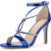 imageAllegra K Womens Rhinestone Knot Strap Stiletto Heels SandalsDeep Blue