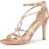 imageAllegra K Womens Rhinestone Knot Strap Stiletto Heels SandalsRose Gold