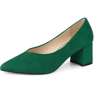 imageAllegra K Womens Pointy Toe Slipon Low Chunky Heels PumpsGreen