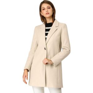 imageAllegra K Womens Winter Overcoat Notched Lapel Long Sleeve One Buttoned MidLength Long CoatBeige