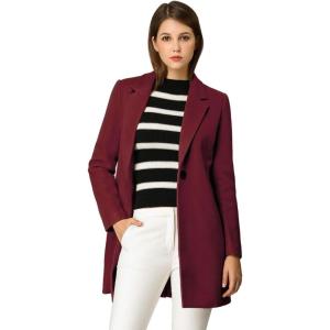 imageAllegra K Womens Winter Overcoat Notched Lapel Long Sleeve One Buttoned MidLength Long CoatBurgundy