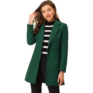 imageAllegra K Womens Winter Overcoat Notched Lapel Long Sleeve One Buttoned MidLength Long CoatDark Green