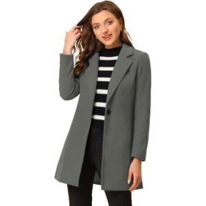 imageAllegra K Womens Winter Overcoat Notched Lapel Long Sleeve One Buttoned MidLength Long CoatDark Grey