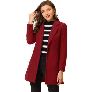 imageAllegra K Womens Winter Overcoat Notched Lapel Long Sleeve One Buttoned MidLength Long CoatDark Red