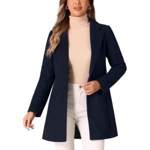 imageAllegra K Womens Winter Overcoat Notched Lapel Long Sleeve One Buttoned MidLength Long CoatDeep Blue