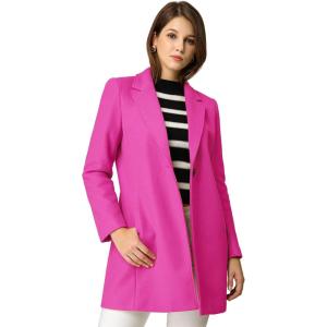 imageAllegra K Womens Winter Overcoat Notched Lapel Long Sleeve One Buttoned MidLength Long CoatFuchsia