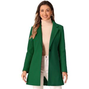 imageAllegra K Womens Winter Overcoat Notched Lapel Long Sleeve One Buttoned MidLength Long CoatGreen