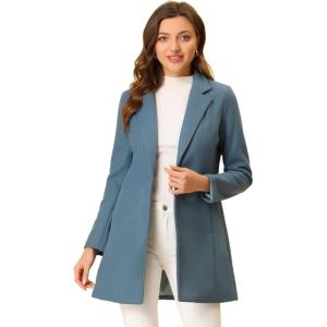 imageAllegra K Womens Winter Overcoat Notched Lapel Long Sleeve One Buttoned MidLength Long CoatGrey Blue