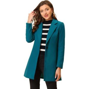 imageAllegra K Womens Winter Overcoat Notched Lapel Long Sleeve One Buttoned MidLength Long CoatLake Blue